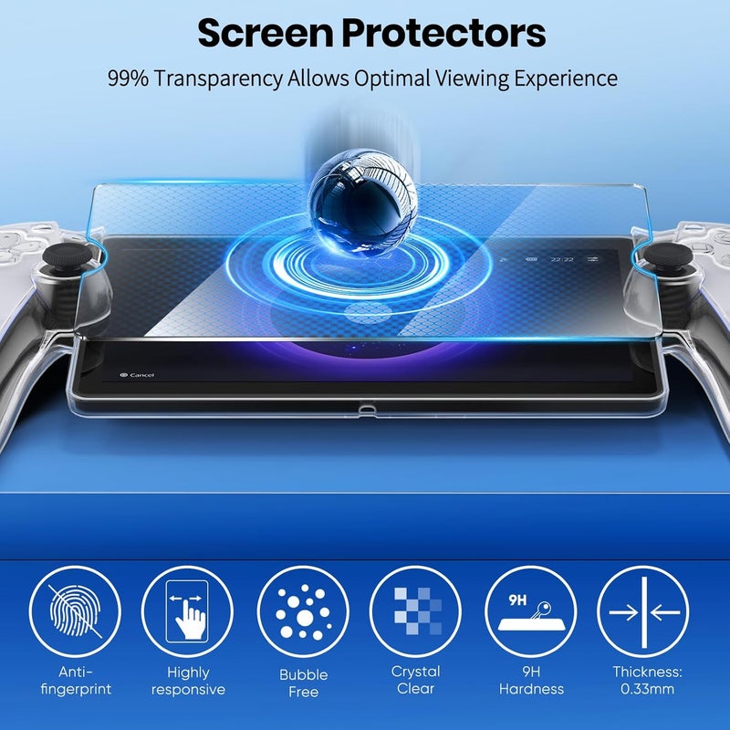 FYOUNG 3 in 1 Accessories Bundle for Playstation Portal, Carrying Case & Hard PC Clear Cover Set with Screen Protector, Protective Shell Portable Travel Handbag for PS5 Portal Remote Player-Yellow - Image 4